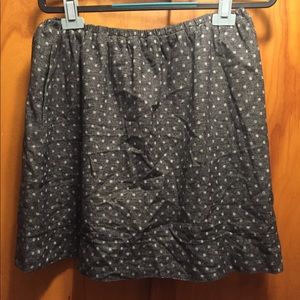Ann Taylor Loft Cotton Skirt gray with polka dots